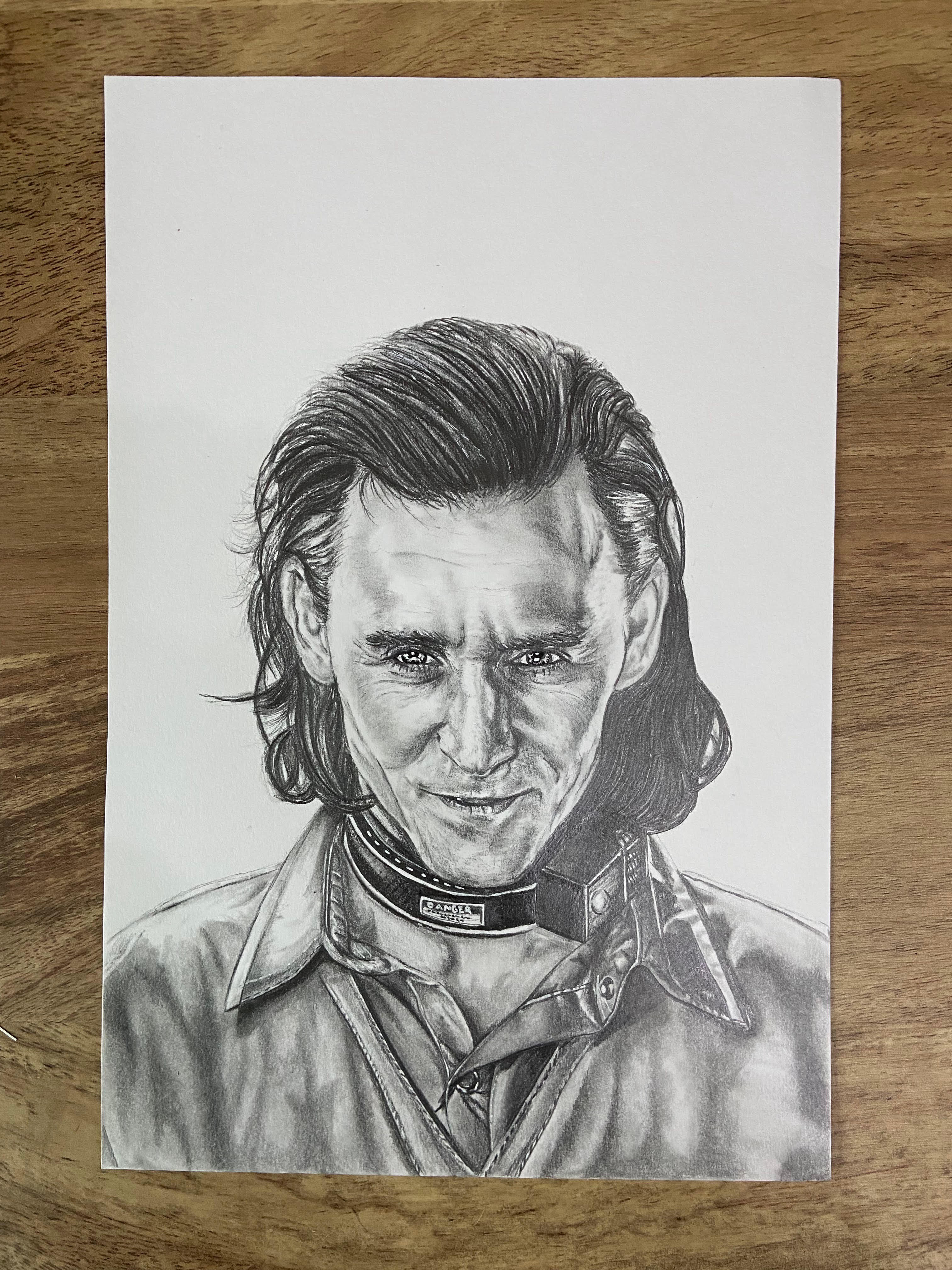 Pencil drawing of Loki from the Marvel TV show 'Loki'