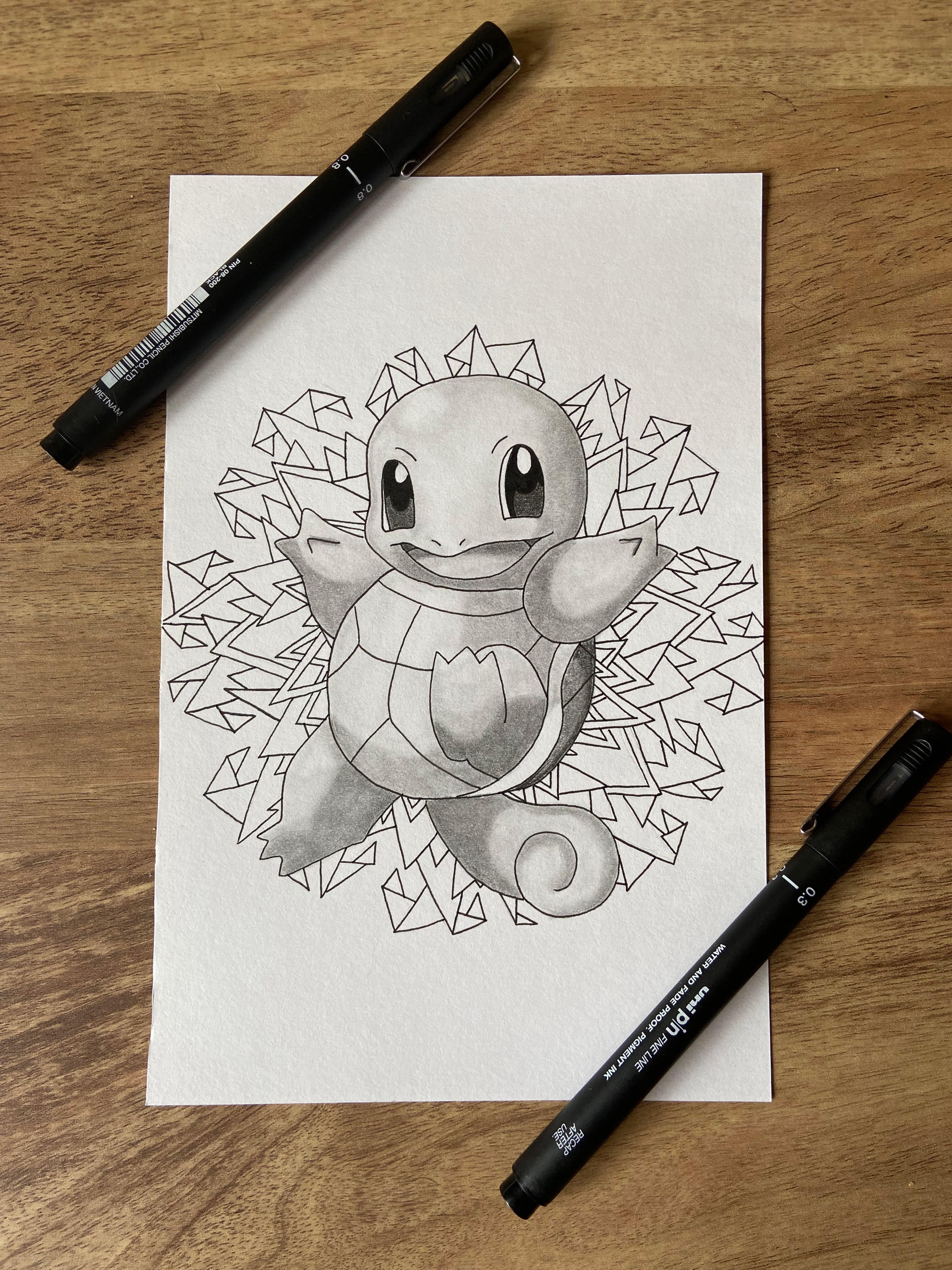 Pencil drawing of the Pokemon Squirtle